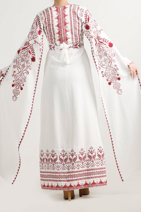 Long Sleeve Embroidery Dress فستان تطريز كم طويل