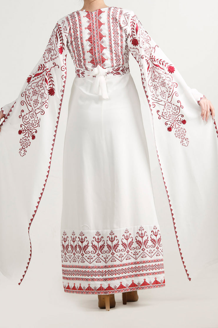 Long Sleeve Embroidery Dress فستان تطريز كم طويل
