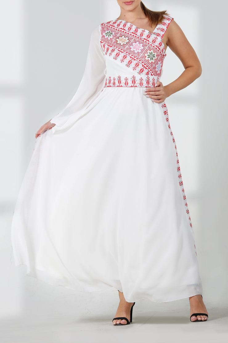 ONE Shoulder Dress فستان تطريز ون شولدر