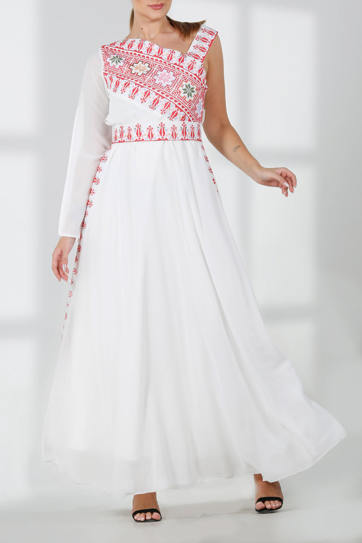 ONE Shoulder Dress فستان تطريز ون شولدر