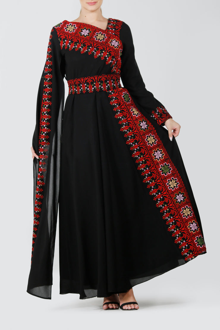 Long Sleeve Embroidery Dress فستان تطريز كم طويل
