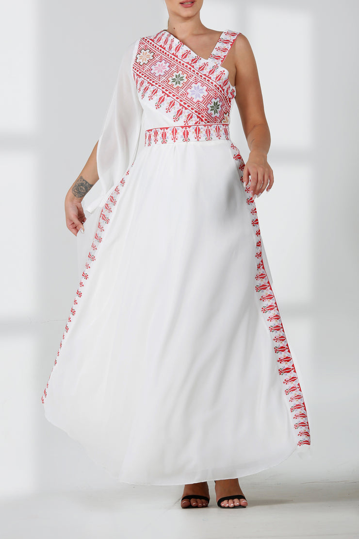 ONE Shoulder Dress فستان تطريز ون شولدر