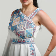 Colored Embroidery Off Shoulder Dress فستان تطريز اوف شولدر ملون