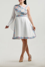 One Shoulder Short Embroidery Dress فستان تطريز كتف