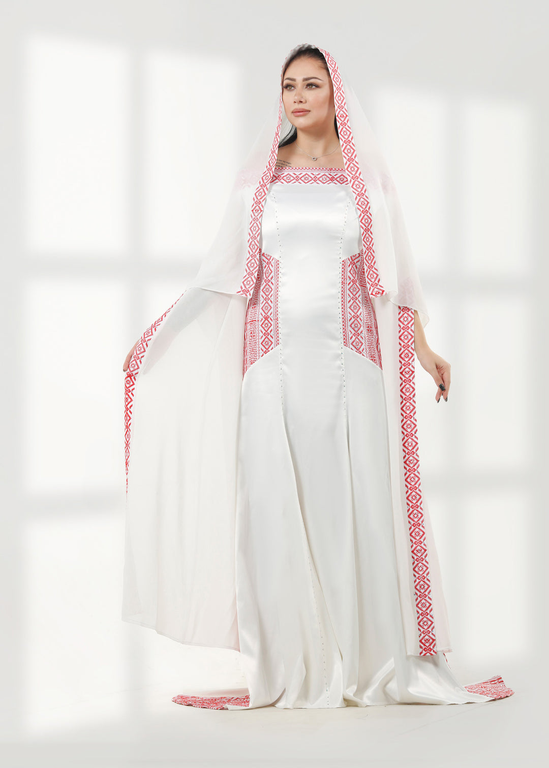 LONG SLEEVE EMBROIDERY DRESS فستان تطريز كم طويل