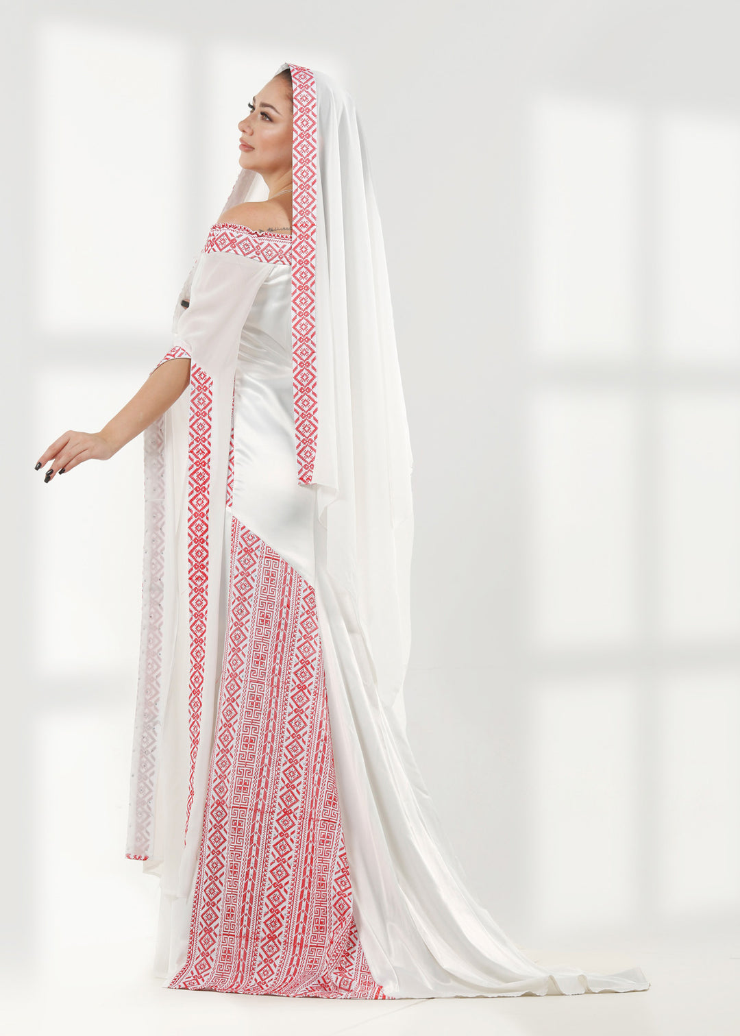 LONG SLEEVE EMBROIDERY DRESS فستان تطريز كم طويل