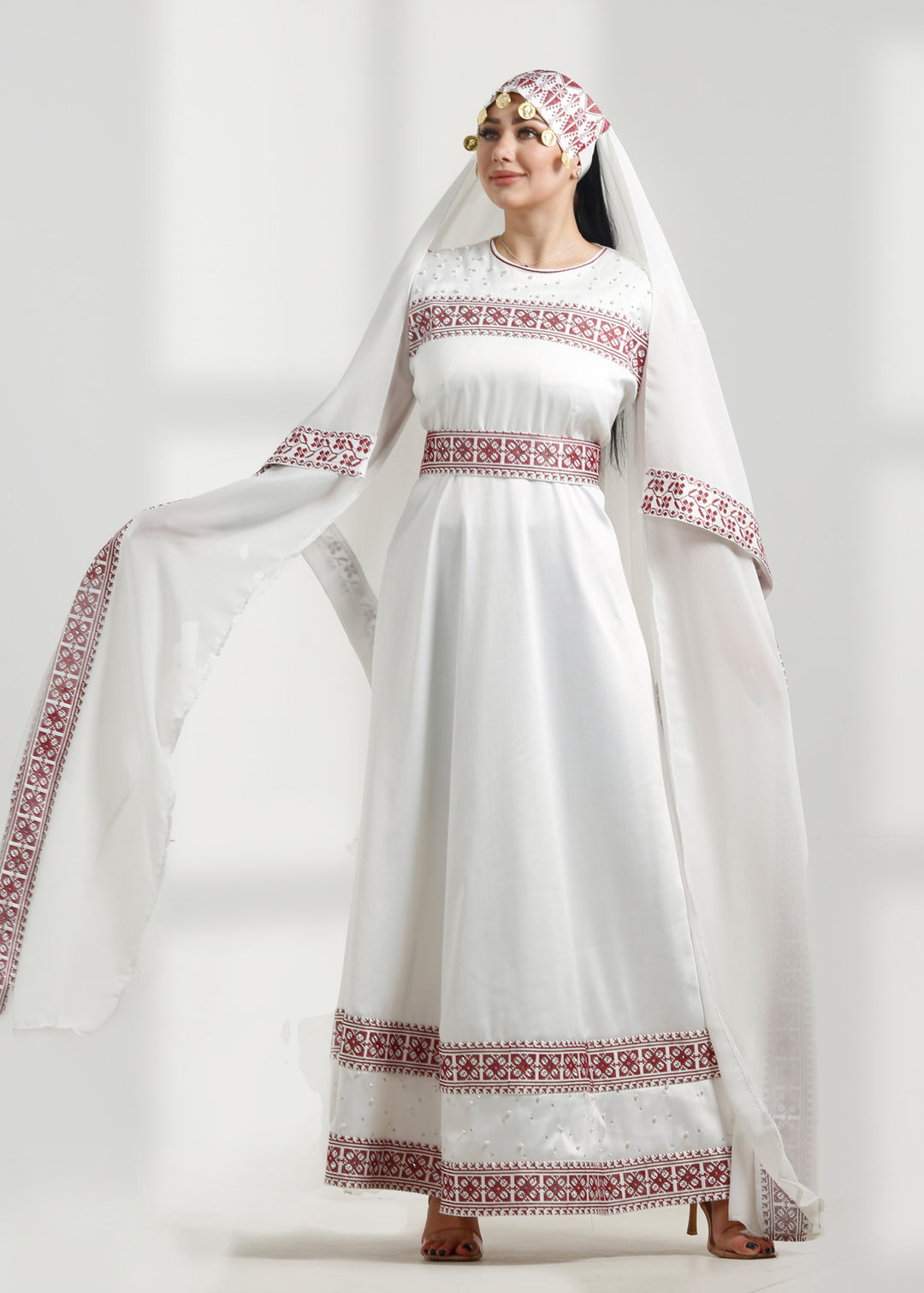 LONG SLEEVE EMBROIDERY DRESS فستان تطريز كم طويل