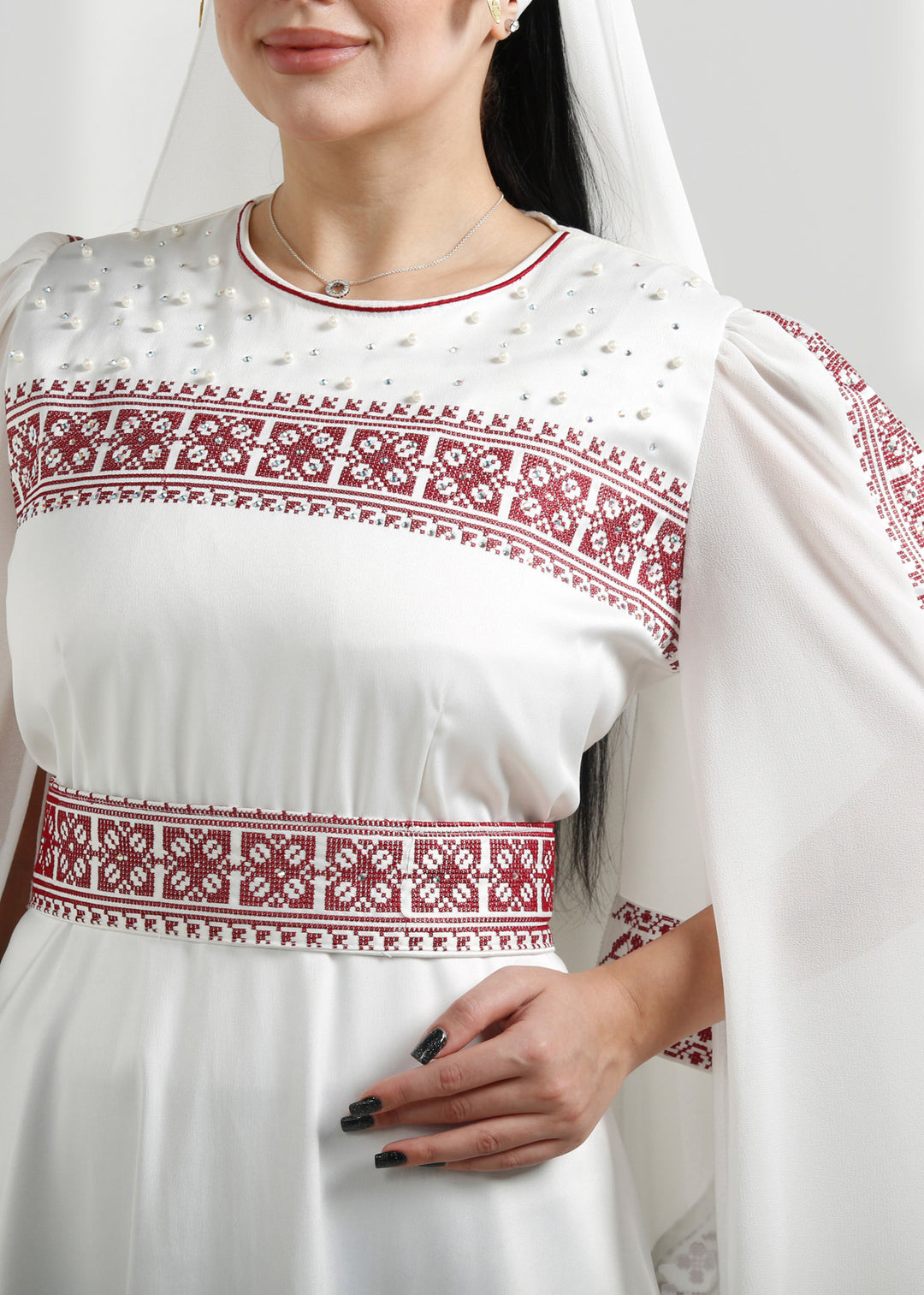 LONG SLEEVE EMBROIDERY DRESS فستان تطريز كم طويل