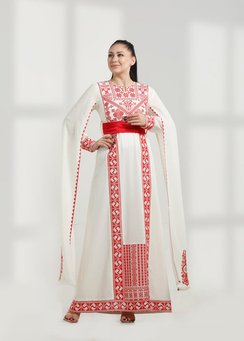LONG SLEEVE EMBROIDERY DRESS فستان تطريز كم طويل