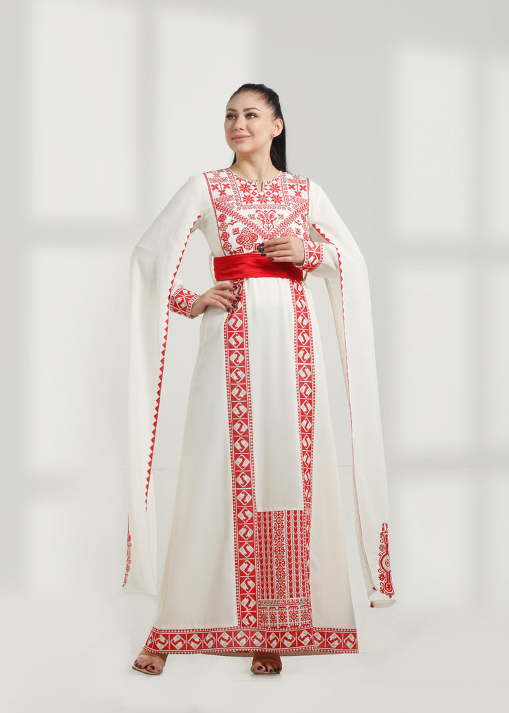 LONG SLEEVE EMBROIDERY DRESS فستان تطريز كم طويل
