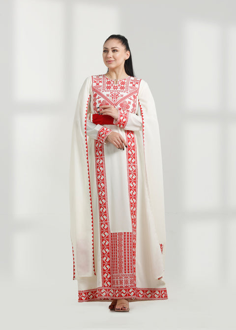 LONG SLEEVE EMBROIDERY DRESS فستان تطريز كم طويل