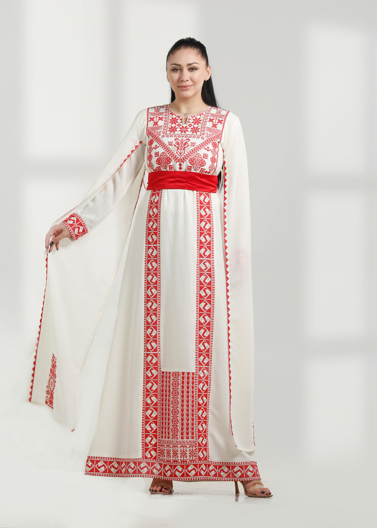 LONG SLEEVE EMBROIDERY DRESS فستان تطريز كم طويل