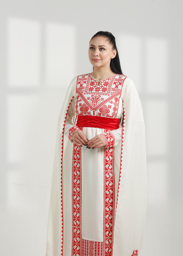 LONG SLEEVE EMBROIDERY DRESS فستان تطريز كم طويل