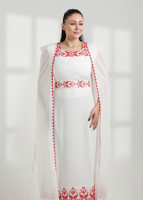 LONG SLEEVE EMBROIDERY DRESS فستان تطريز كم طويل