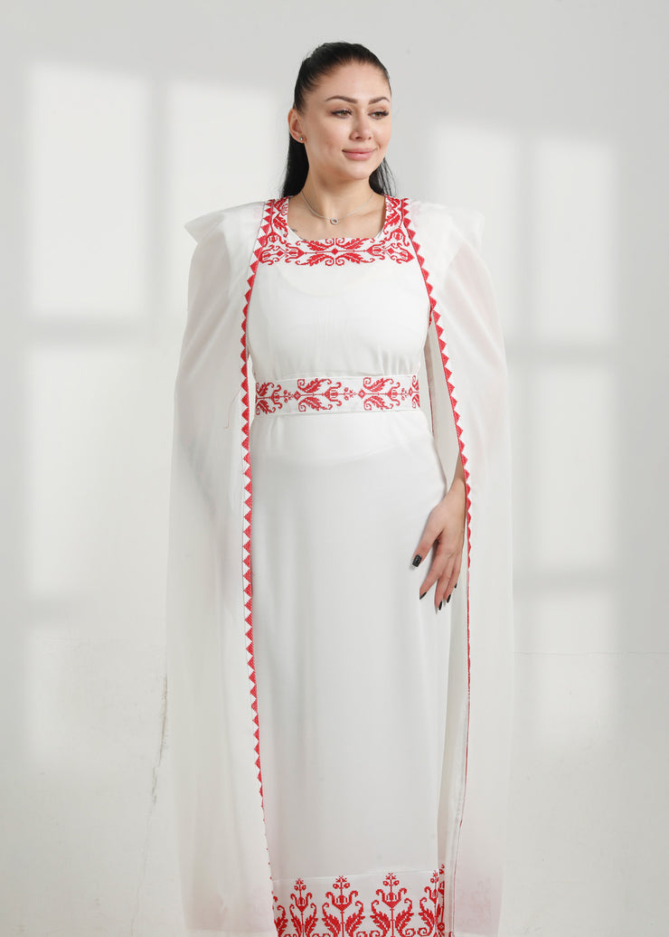 LONG SLEEVE EMBROIDERY DRESS فستان تطريز كم طويل