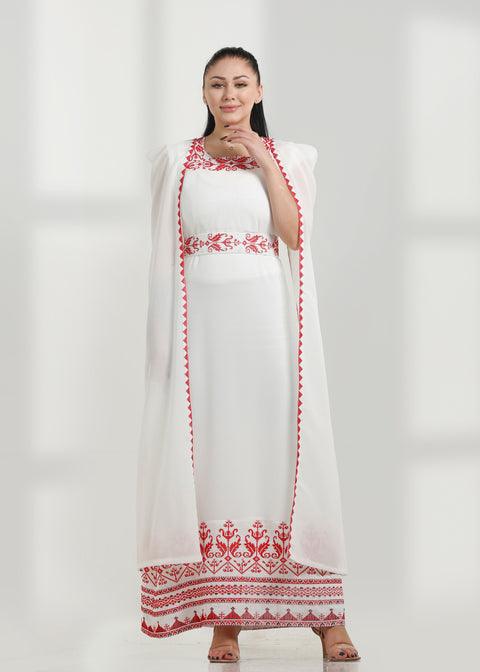 LONG SLEEVE EMBROIDERY DRESS فستان تطريز كم طويل