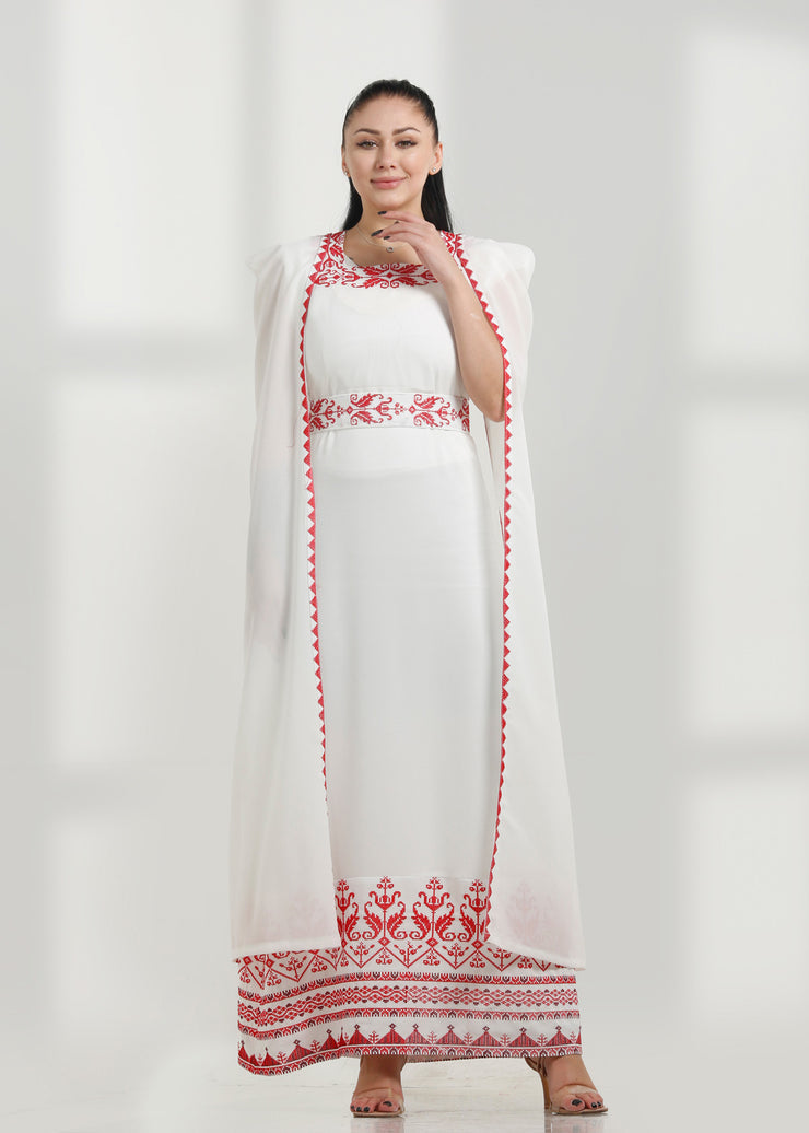 LONG SLEEVE EMBROIDERY DRESS فستان تطريز كم طويل