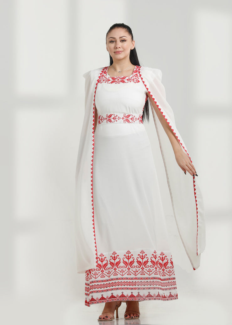 LONG SLEEVE EMBROIDERY DRESS فستان تطريز كم طويل
