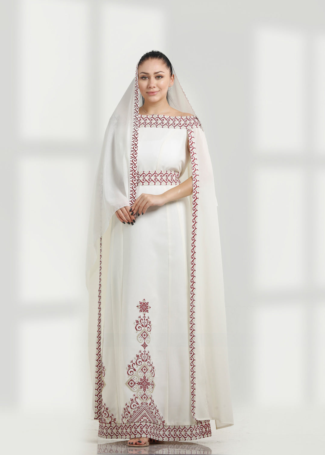 LONG SLEEVE EMBROIDERY DRESS فستان تطريز كم طويل