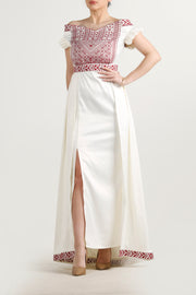 Short Sleeve Embroidery Dress فستان تطريز نصف كم