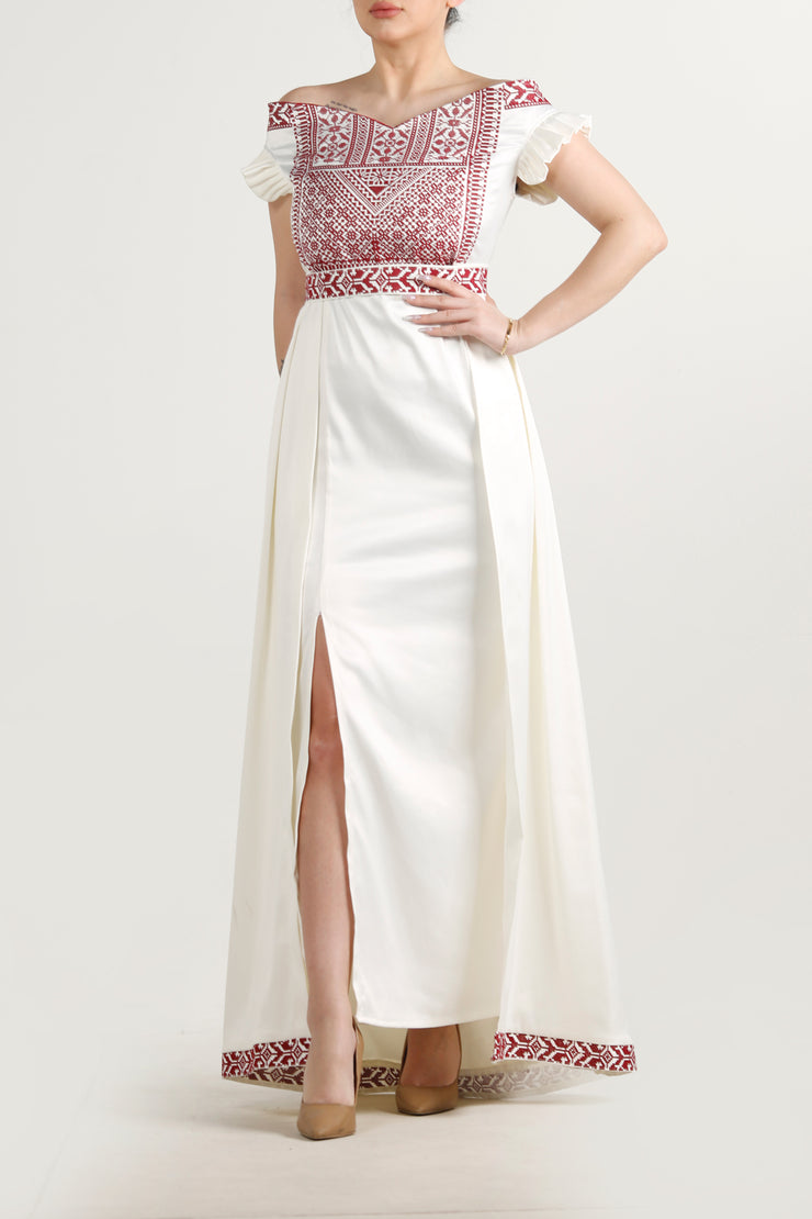 Short Sleeve Embroidery Dress فستان تطريز نصف كم