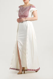 Short Sleeve Embroidery Dress فستان تطريز نصف كم