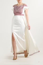Short Sleeve Embroidery Dress فستان تطريز نصف كم