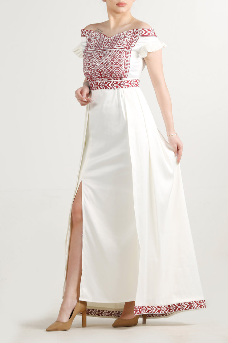 Short Sleeve Embroidery Dress فستان تطريز نصف كم