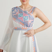 Colored Embroidery Off Shoulder Dress فستان تطريز اوف شولدر ملون