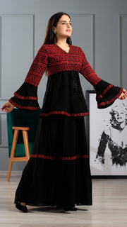 LONG SLEEVE EMBROIDERY DRESS فستان تطريز كم طويل