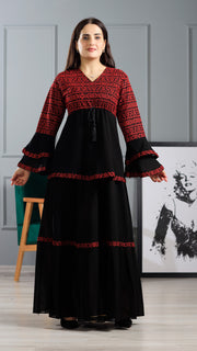 LONG SLEEVE EMBROIDERY DRESS فستان تطريز كم طويل