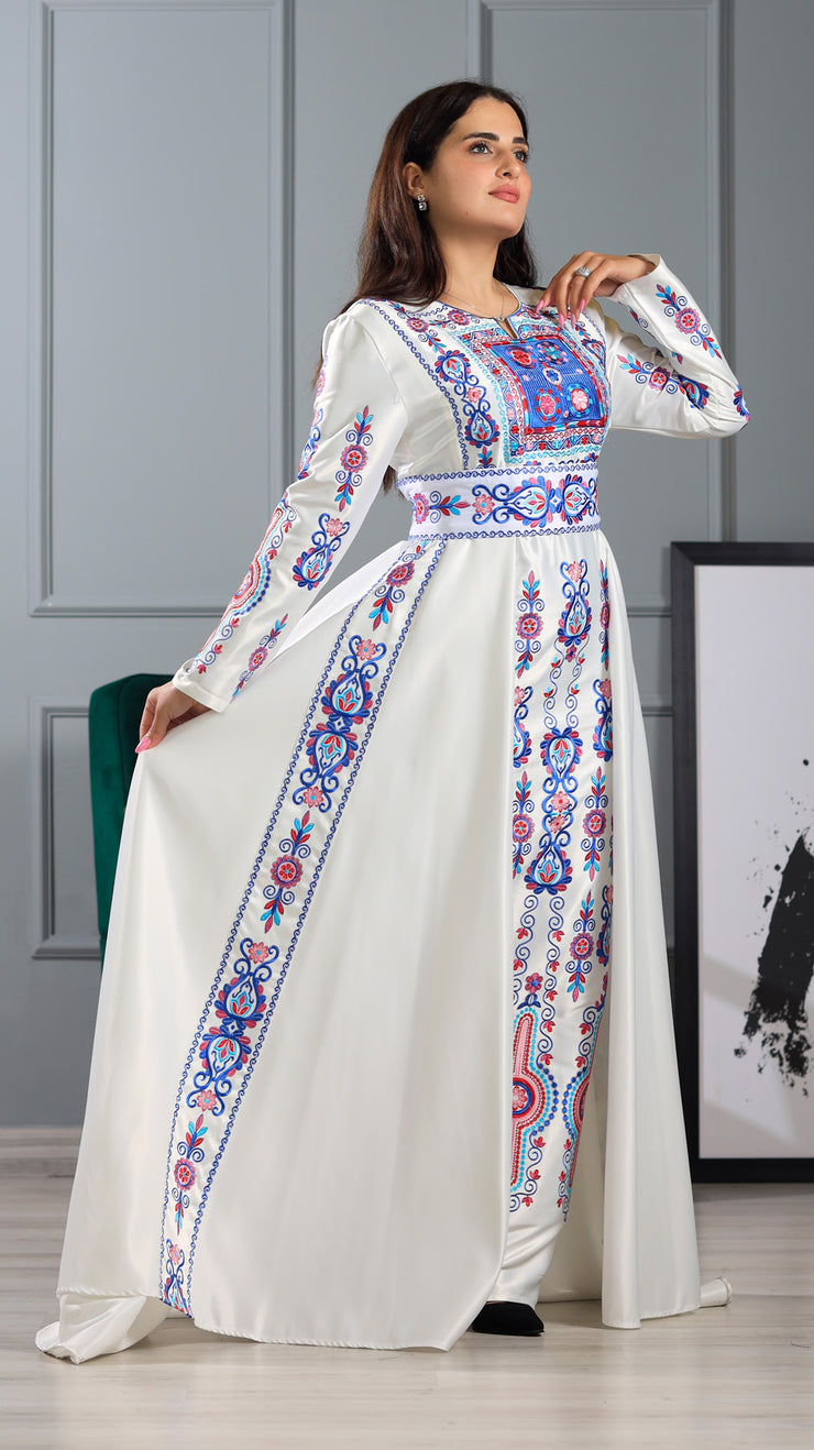 LONG SLEEVE EMBROIDERY DRESS فستان تطريز كم طويل